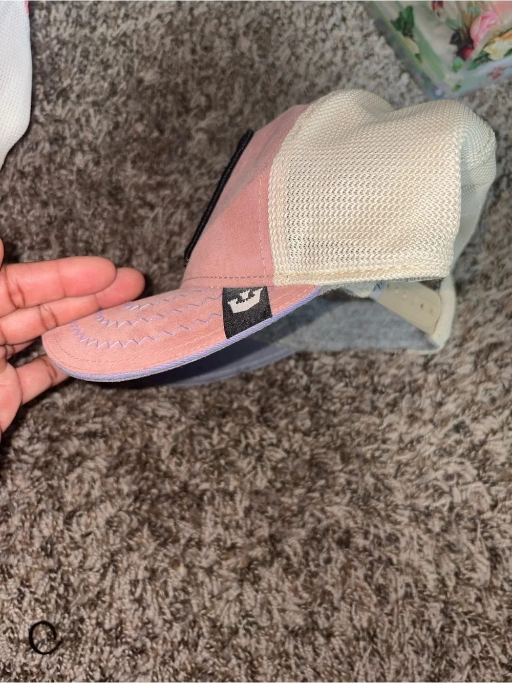 Kids Pink Flamingo Patch Trucker Hat